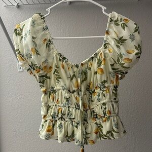 Japna Lemon and Leaf Print Blouse